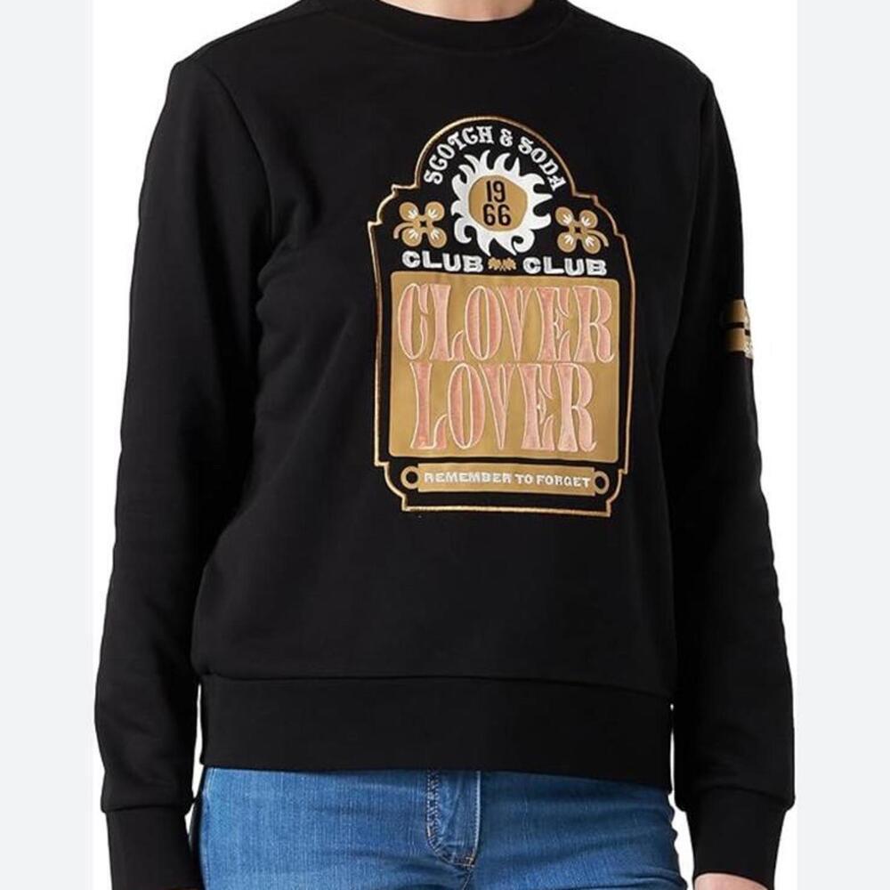 Scotch & Soda Embroidered Clover Lover Organic Cotton Graphic Sweatshirt Small - Picture 2 of 11